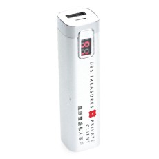 USB mobile battery charger 2600 mAh w/ LED power bank silver - DBS